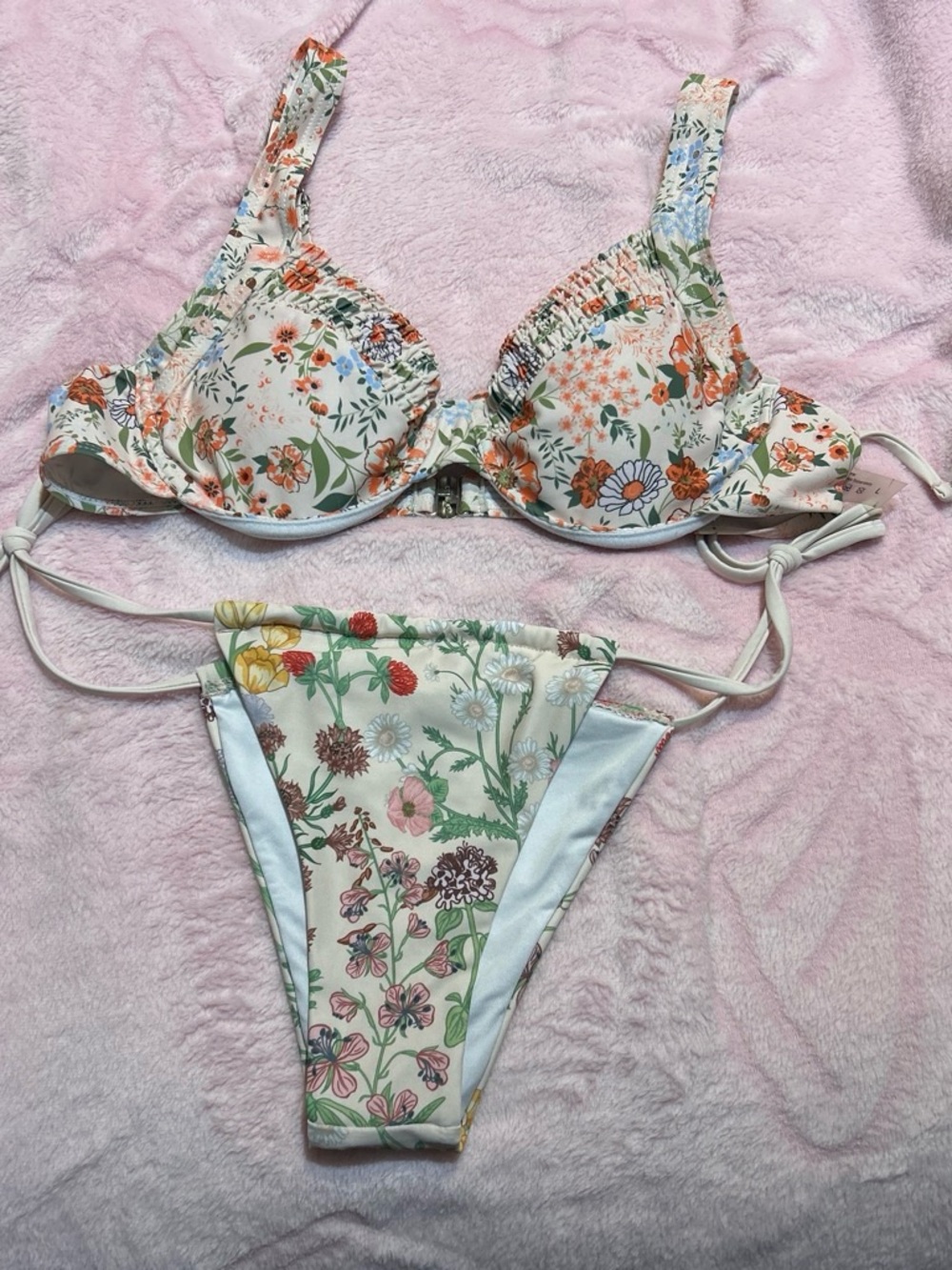 Cider Floral Underwire Bikini Set - Cream with Multi-Color Floral Print